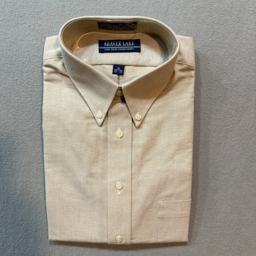 NWT‎ Shaver Lake Wrinkle Free Oxford Ivory Dress Shirt Men 16 32-33